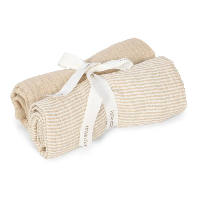 Pure Soft Beige Σετ 2 Πανάκια Αγκαλιάς Από Μουσελίνα